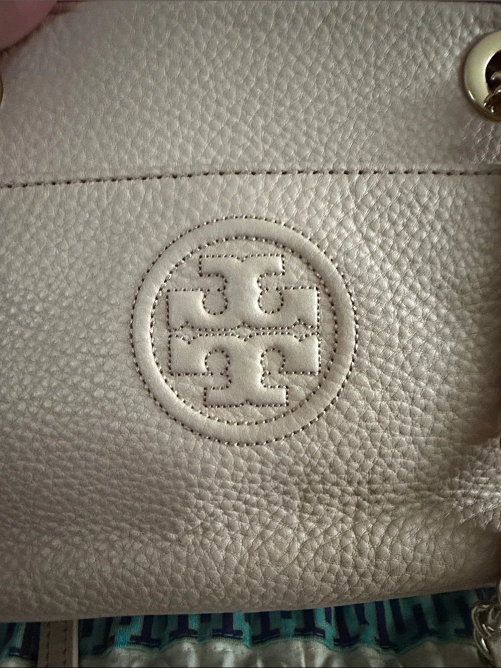 Tory Burch Blush Pebbled Leather Chain-Strap Crossbody